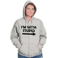 thumbnail image 4 of I'm With Stupid Best Friend BFF Goals Unisex Fleece Graphic Zip Up Hoodie Brisco Brands 5X, 4 of 5