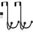 thumbnail image 6 of HFHOME 2Packs Over The Door Double Hanger Hooks, Metal Twin Hooks Organizer for Hanging Coats, Hats, Robes, Towels- Black, 6 of 12