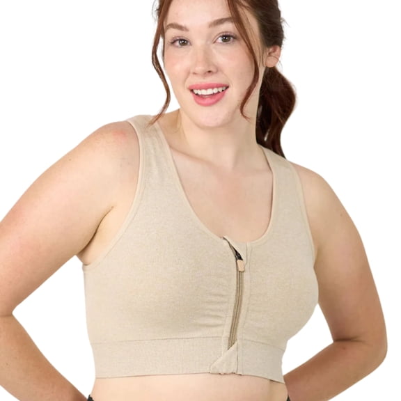 Coobie Women's Seamless Front Zip Sports Bra, High Support Active Bra, Style 9005