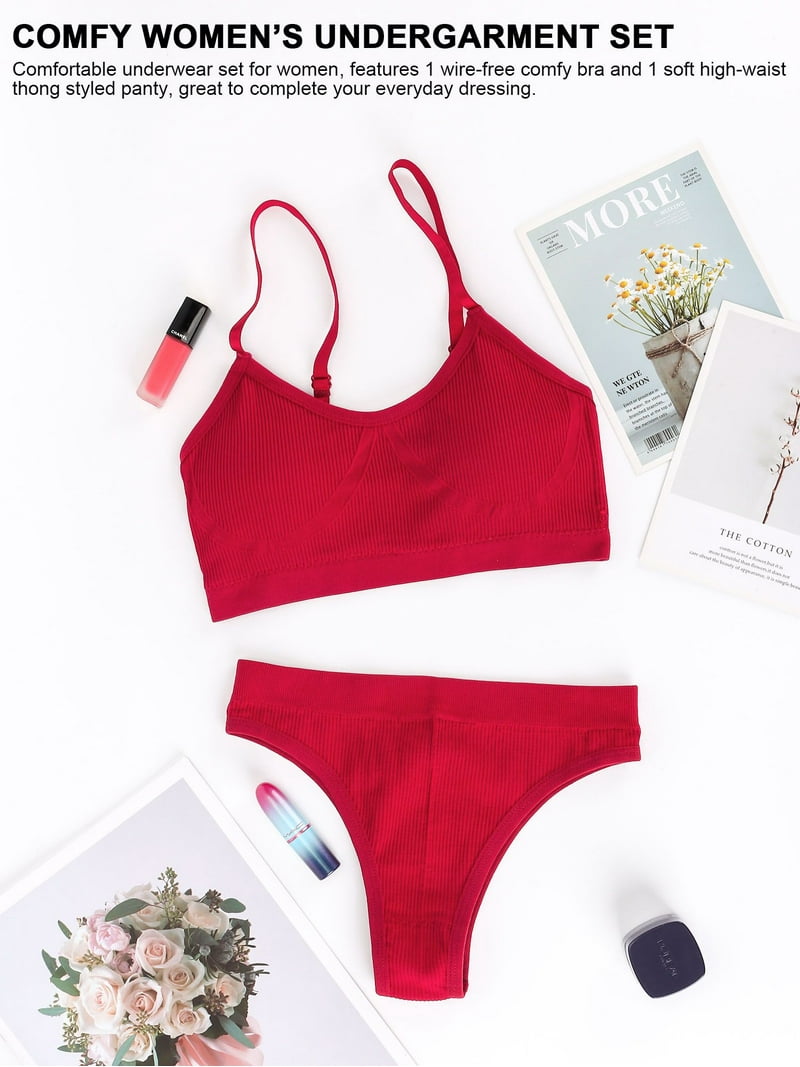 Spencer Women Sexy Lingerie Set 2 Piece Female Push Up Bra and Panty Set  Strappy Bralette Underwear Sleepwear Nightwear "L,Red" - Walmart.com