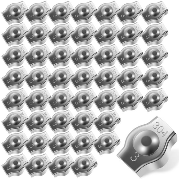 50Pcs Wire Rope Clip Stainless Steel Wire Cable Clamp M3 Simplex Single Bolt Wire Rope Clamp Rustproof Fastener Cable Clamp Clip for 1/8 Inch Wire Rope