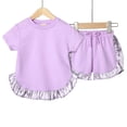 thumbnail image 3 of BULLPIANO Toddler Baby Girl Summer Clothes Ruffles Short Sleeves T-Shirt Tops Drawstring Shorts Cute Girl Summer Outfit, 3 of 4