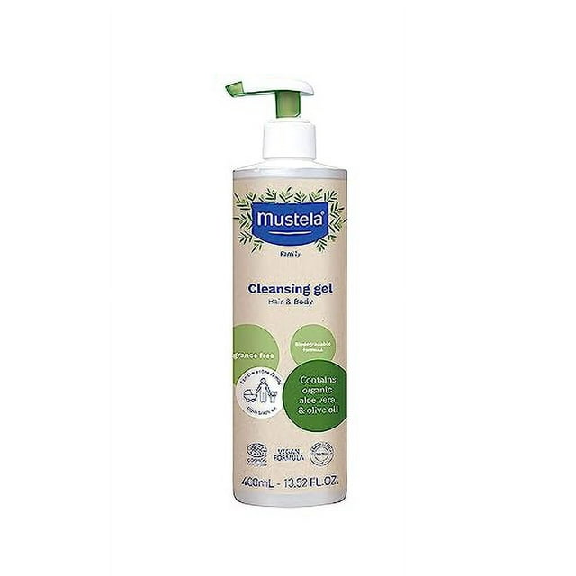 Gel limpiador Mustela, certificado orgánico, 400 ml, para bebés, niños y adultos