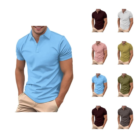 Waffle Polo Shirts for Men Summer Casual Fashion Short Sleeve Collared Business Casual Work Tshirts Golf Shirt