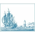thumbnail image 2 of Baugean 32x26 White Modern Wood Framed Museum Art Print Titled - Sailing Ships in Blue III, 2 of 4
