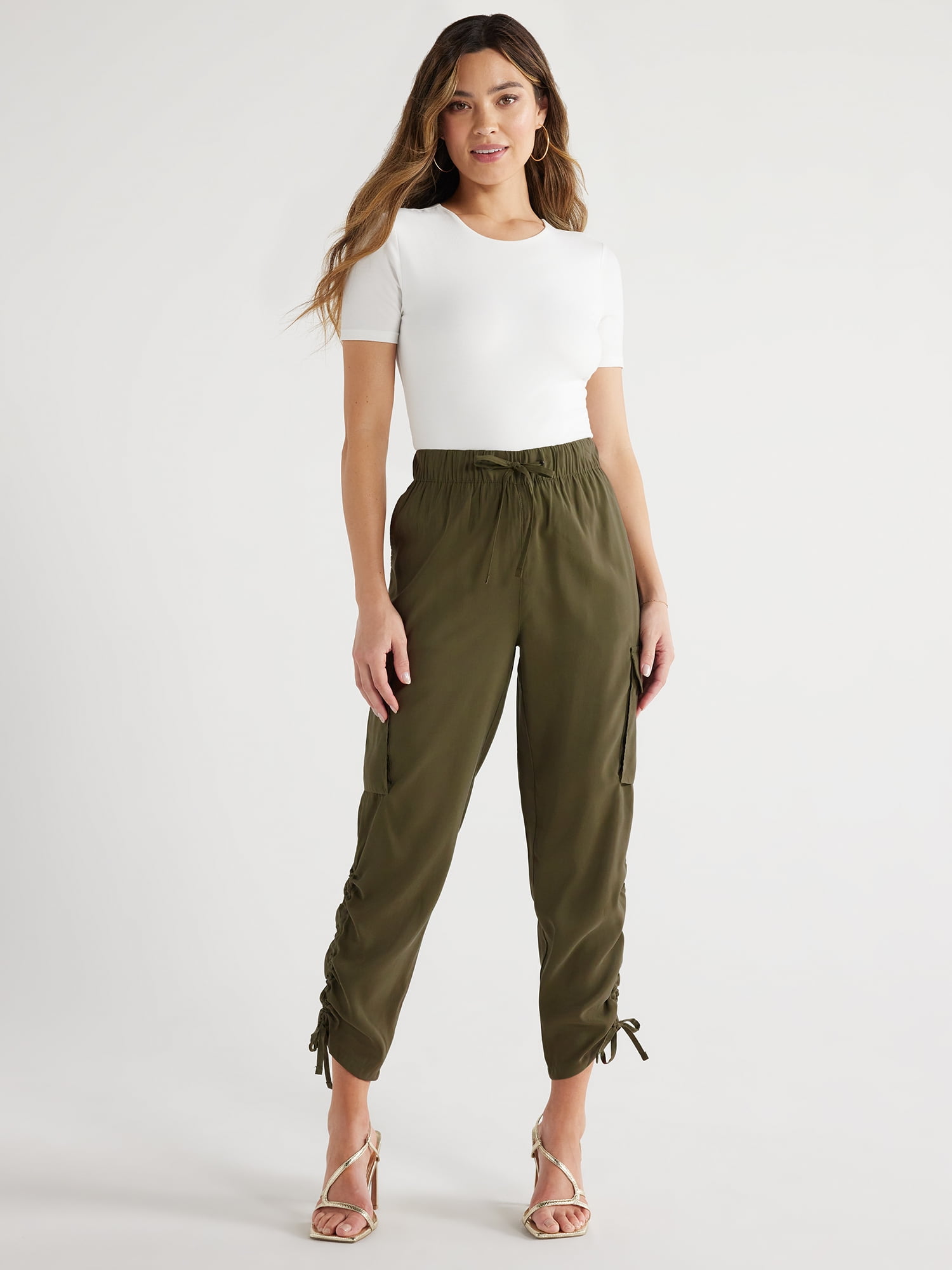 Sofia Jeans Women's Super High Rise Luxe Cargo Pants, 27 Inseam, Sizes  XXS-XXXL 