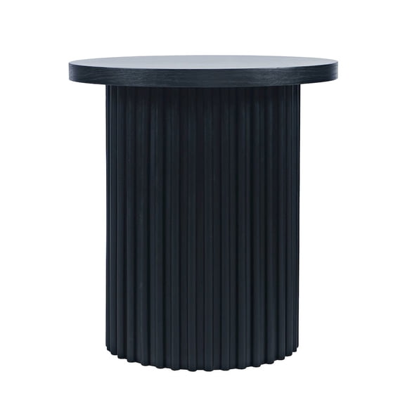 Jofran Auden 24" Round Mid-Century Modern Fluted Pedestal Base End Table