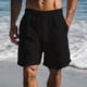 thumbnail image 2 of Pantalones Cortos para Hombre de Cintura Elástica con Bolsillos Imitación de Algodón de Lino Pantalones Cortos de Color Sólido, Pantalones Casuales Transpirables con Cordón, 2 of 6