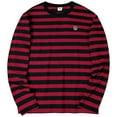 thumbnail image 3 of MLANM Men's Casual Cotton Striped Crewneck Long-Sleeve T-Shirt Basic Pullover Tee Shirt, M Black Red, 3 of 7