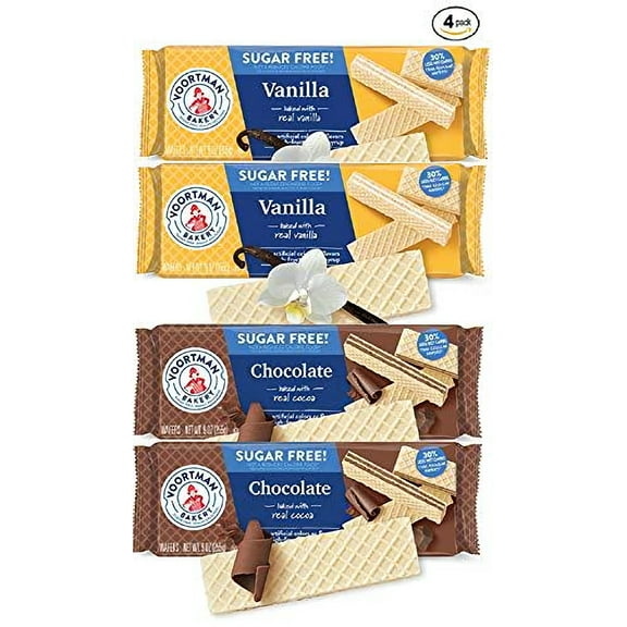 Voortman Sugar Free Cookies Vanilla & Chocolate Wafers | 4 Pack