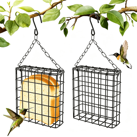 BPPEG 2Pcs Suet Bird Feeders,Outdoor Hanging Cages for Single Suet Cake|Suet Feeders for Woodpeckers&Tits. Sturdy Steel,All-Season Use(Suet/Oranges/Nesting),Easy Hanging,&Open-Grid Access