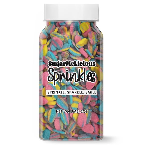 SugarMeLicious Colored Bean Shaped Sprinkles, Edible Bean Decorations for Cakes Cupcakes Cookies and Desserts, Bright Baking Confetti Sprinkles, 2 Ounce Jar