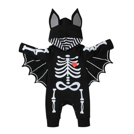 

Xinhuaya Infant Baby Boy Girl Halloween Clothes My 1st Halloween Unisex Baby Romper Bat Hoodie Jumpsuit One-Piece 0-12 Months
