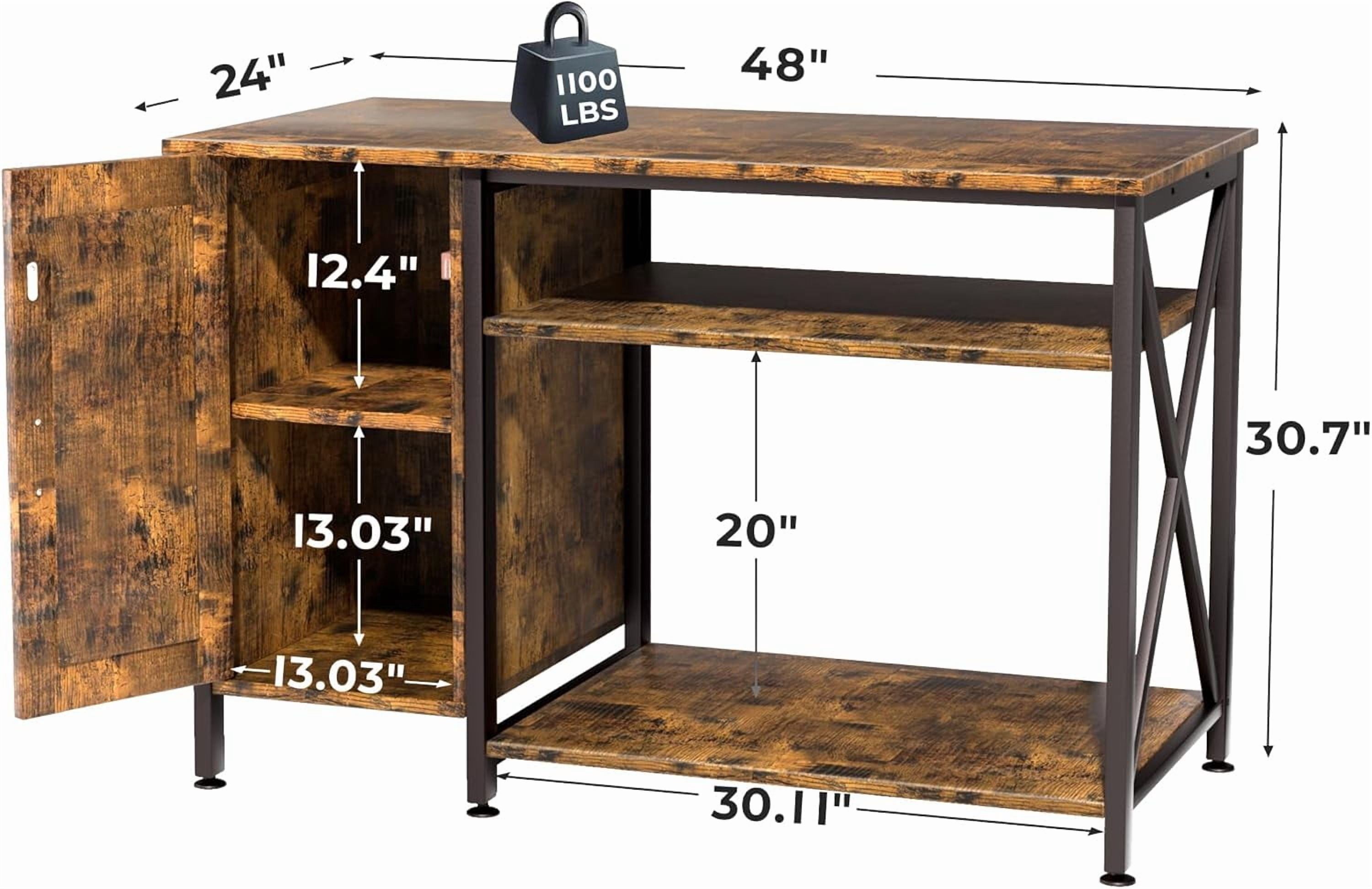 Herture 40-120 Gallon Reptile Tank Stand with Power Outlet, Terrarium Stand with Storage Cabinet, 48" X 24" Tabletop, Reptile Terrarium,Turtle Tank Black PG08XYB
