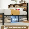 thumbnail image 5 of Full Bed Frame with USB, Metal Platform Bed with Storage Headboard for Adult Teen, Vintage Brown, 5 of 7