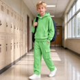 thumbnail image 4 of Mooqilaa Boys Activewear Outfit Sets, Casual Long Sleeve 2 Piece Fleece-Lined Boys Clothing Sets Size 5-6 Years Mint Green, 4 of 6