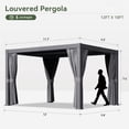 thumbnail image 4 of Sunmthink 10' x 12' Louvered Pergola, Outdoor Aluminum Pergola with Curtains & Netting for Decks, Gardens and Backyards, Gray, 4 of 10