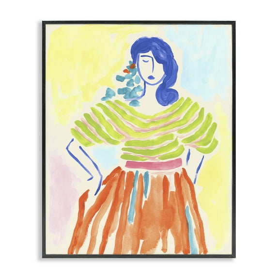 Stupell Industries Bold Hued Fashion People Painting Black Framed Art Print Wall Art, 11 x 14