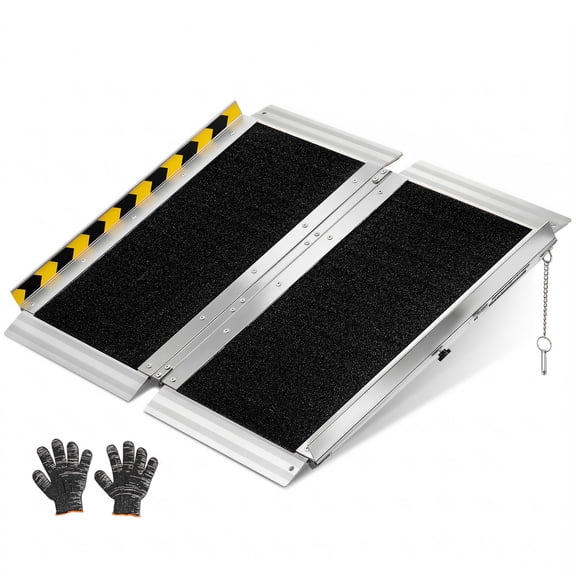 KFFKFF Portable Folding Wheelchair Ramp, 2FT, Non-Slip Aluminum Handicap Ramp with 800 lbs Capacity, Ideal for Home Steps, Stairs, Entryways, Thresholds, Doorways, Scooters, and Curbs