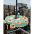 thumbnail image 2 of Fsddascl Yellow Green Spring Floral Outdoor Tablecloth - 60 Inch Round Dining Table Cover, Watercolor Botanical Waterproof Outdoor Table Cloth with Umbrella Hole & Zipper for Picnic/Patio/Party, 2 of 7