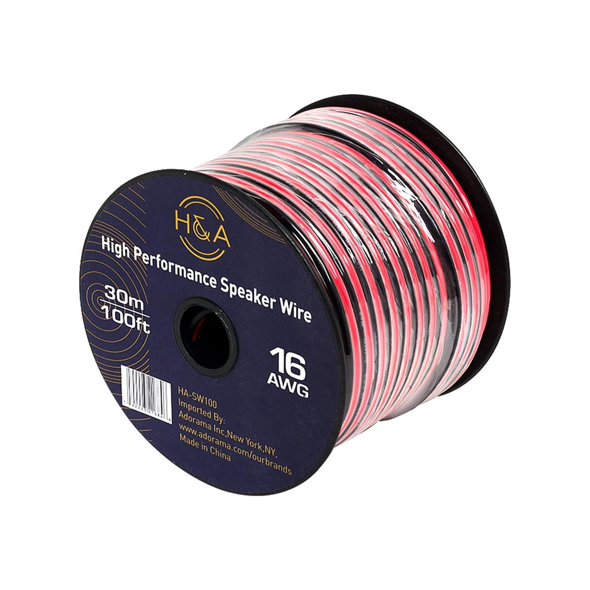 H&A 16 Gauge Wire AWG Speaker Wires and Soft Touch Cable Wire (100ft Red/Black) Car Speaker Wire, Stereos, Home Theater Speakers, Surround Sound, Radio, 16 Gauge Speaker Wire, [2 Pack]