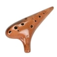 thumbnail image 1 of Ocarina de 12 agujeros, flauta de arcilla cerámica, instrumento musical profesional compacto con afinación en C , ideal como regalo para adultos y Marrón, 1 of 8