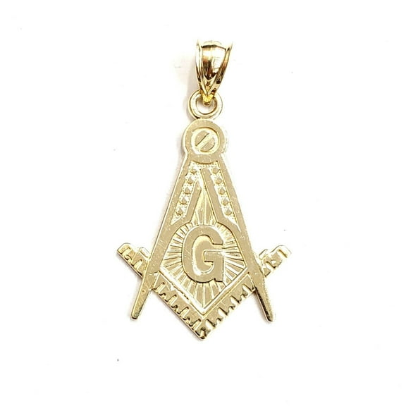 10k yellow Gold Freemason Masonic Pendant charm gift religious jewelry 2.8g