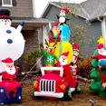 thumbnail image 5 of Outsunny 9ft Christmas Inflatables Outdoor Decorations Santa Claus Drives a Gift Car with Elk, Elf and Two Penguins, Blow-Up LED Yard Christmas Decor for Garden, Lawn, 5 of 11