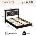 thumbnail image 4 of 4 EVER WINNER Twin Bed Frame with Storage Headboard, Faux Leather Bed Frame with Diamond Tufted Headboard and LED Lights, Wooden Slats Support, Noise Free, No Box Spring Needed, Easy Assembly, Black, 4 of 6