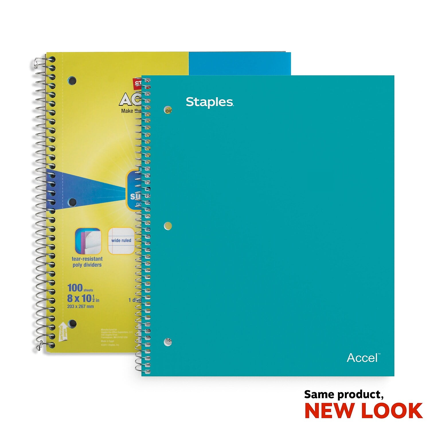 Staples Accel Durable Poly Cover 1 Sub Notebook College Ruled 8.5'x11' Teal 20955M