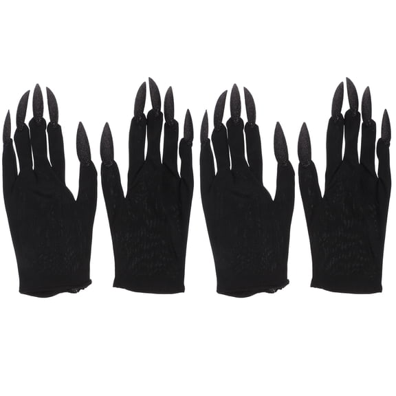 Hongchegh Long Nail Gloves 2 Pairs Halloween Fingernails Gloves Scray Ghost Nail Gloves for Party