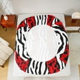 thumbnail image 2 of jejeloiu Zebra Pattern Bed Sheets,Geometric Cheetah Stripes King Sheets,Red Black White Sheet Set For Girls,Super Cozy Bedroom Decor,4 Pieces, 2 of 7