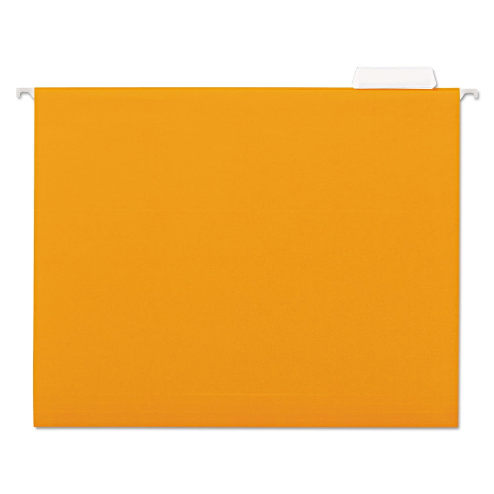 Universal UNV14122 1/5-Cut Tab, Deluxe Bright Color Hanging File Folders - Letter Size, Orange (25/Box)