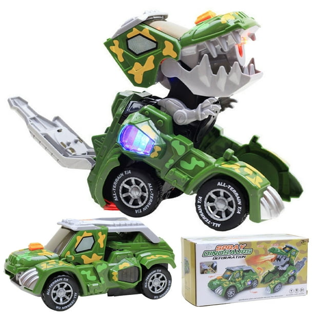 Hands DIY Transforming Dinosaur Toy Dinosaur Car Transforming Toy with LED Light and Music