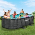 thumbnail image 4 of Funsicle 13'11" Oasis Designer Above Ground Pool with Pump, Oval Frame, Dark Herringbone, 4 of 7