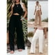 thumbnail image 2 of Pantalones anchos de mujer de talla grande de algodón y lino para primavera y verano, pantalones largos casuales con cintura elástica, versátiles, 2 of 6