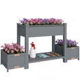 thumbnail image 1 of Outsunny Wooden Raised Garden Bed with 2 Foldable Side Pots, Storage Shelf, 1 of 10