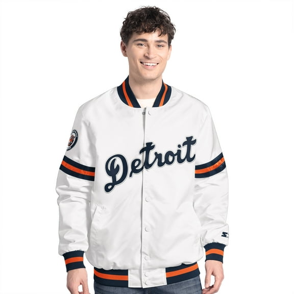 Men's-Starter  White Detroit Tigers Cooperstown Scout Full-Snap Varsity Jacket