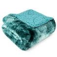 thumbnail image 2 of PAVILIA Faux Fur Queen Bed Blanket Tie-Dye Turquoise, Soft Fuzzy Warm Sherpa Blanket for Bed, Fluffy Plush Thick Fleece Blanket for Couch Sofa, Reversible Furry Shaggy Large Blanket, Teal 90x90, 2 of 7