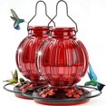 thumbnail image 1 of Comedero para colibríes de vidrio Grete Gotye 750 mL, paquete de 2, rojo, 1 of 8
