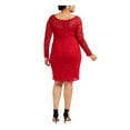 thumbnail image 2 of Jump Apparel Womens Floral Bodycon Sheath Dress Red 1X, 2 of 4