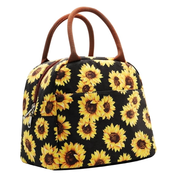 iFARADAY Sunflower Insulated  Lunch Bag for Women, Leakproof Reusable Lunch Cooler Bag with Front Pocket for Work, Office, Picnic, Travel