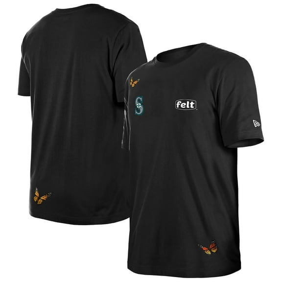 Men's-New Era x Felt Black Seattle Mariners T-Shirt