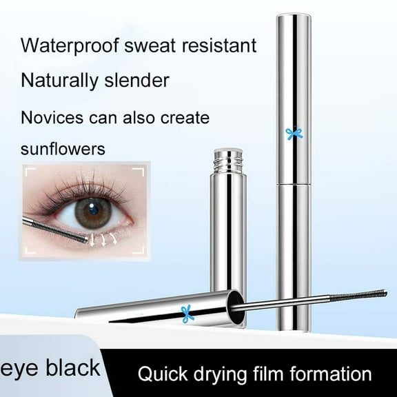 Mascara Waterproof Long Lasting, Eyelash Curler Thickening, Non Smudging Sweat Proof Fiber Brush, Steel Tube Curling Effect, Easy Removal without Damage