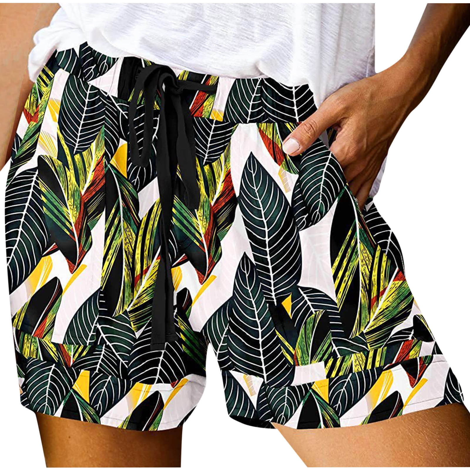 Stamzod Womens Shorts for Summer Fashion Solid Color Plus Size Rope Tie  Shorts Yoga Sport Shorts 