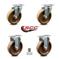 thumbnail image 2 of 5 Inch High Temp Phenolic Wheel Swivel Top Plate Caster Set with 2 Rigid SCC, 2 of 2