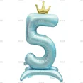 thumbnail image 4 of Globos de papel de aluminio con soporte de números, figuras de corona, caramelo, vainilla, rosa, azul, 0-9, decoraciones para fiestas de cumpleaños, 42 pulgadas（819 Número, 4 of 5