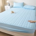 thumbnail image 1 of Quilted Waterproof Bed Cover Set - Ice Silk Mattress Protector, Breathable Cooling Topper, Sky Blue, JKODE, 1 of 8