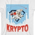 thumbnail image 2 of Superman Movie 2025 Krypto Text, White Dog Flying, City Scape Silhouette, Red Star on White Kids T-Shirt-Large, 2 of 4
