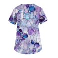 thumbnail image 3 of IYYVV Scrubs Tops for Women Plus Size Stretchy Working Nurse Uniforms V Neck Graphic Floral Print Short Sleeve Blouse T-Shirts Workwear with Pockets Purple 4XL, 3 of 3